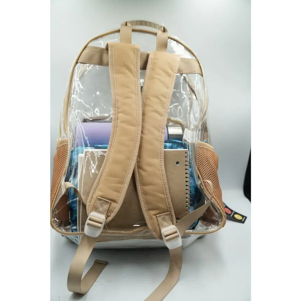 Clear Back-to-School Bundle | Tan Transparent Backpack +‎ Blue Fulton Lunchbox